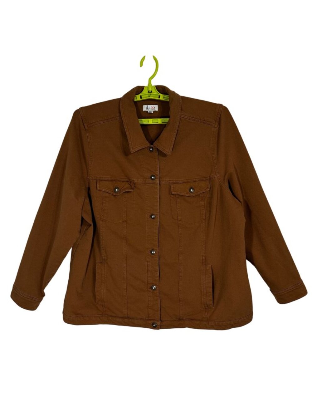 Denim & Co. Womens Brown Bling Buttons Chore 4 Pocket Coat Jacket SZ 2X HTF - Picture 2 of 11